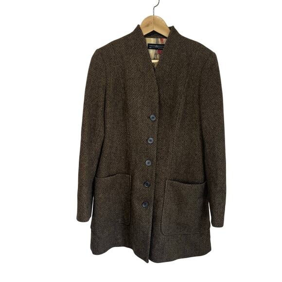 Peruvian Connection Baby Alpaca Wool Long Brown Blazer Coat Size 6
